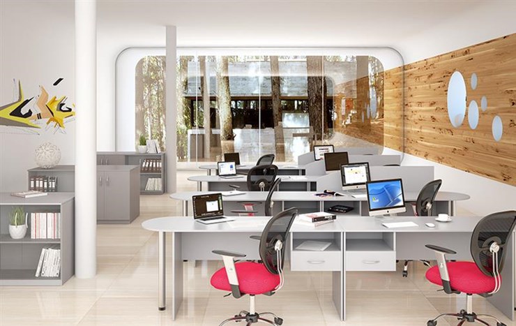 Комплект офисной мебели SIMPLE с эргономичными столами и тумбами в Мурманске - изображение 1